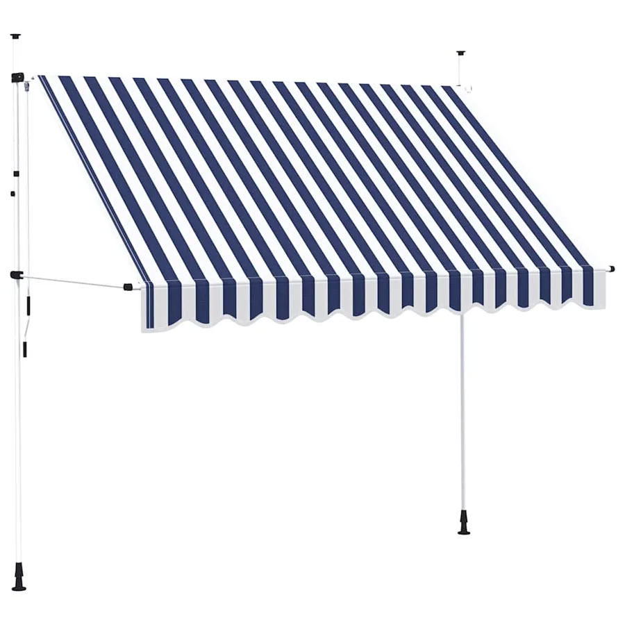 Auvent rétractable manuel 300 cm Rayures bleues et blanches - 2
