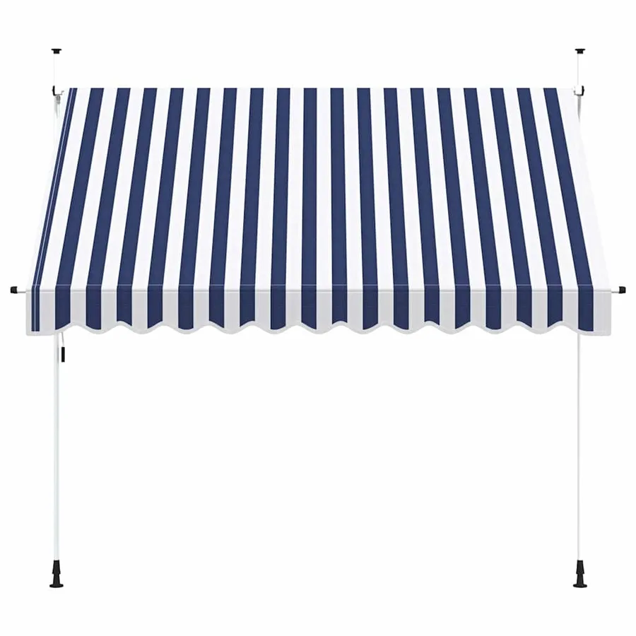 Auvent rétractable manuel 300 cm Rayures bleues et blanches - 3