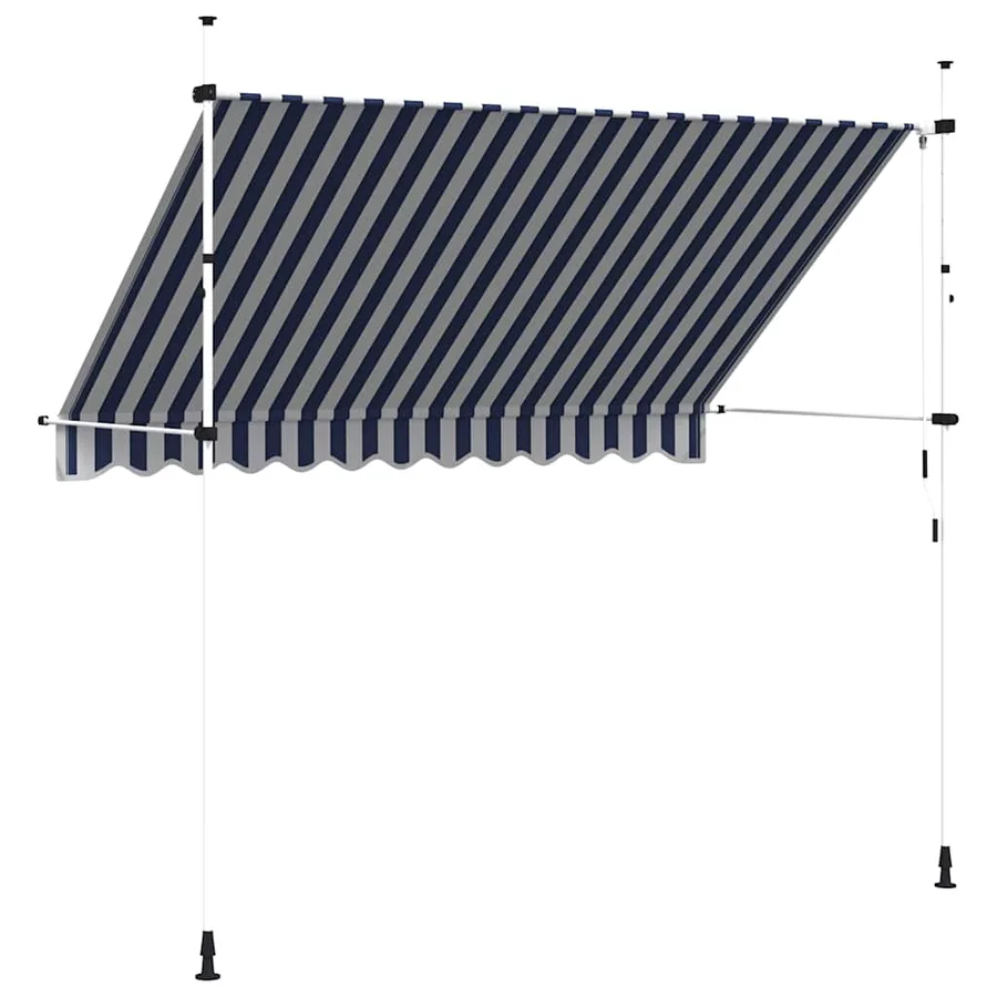 Auvent rétractable manuel 300 cm Rayures bleues et blanches - 5