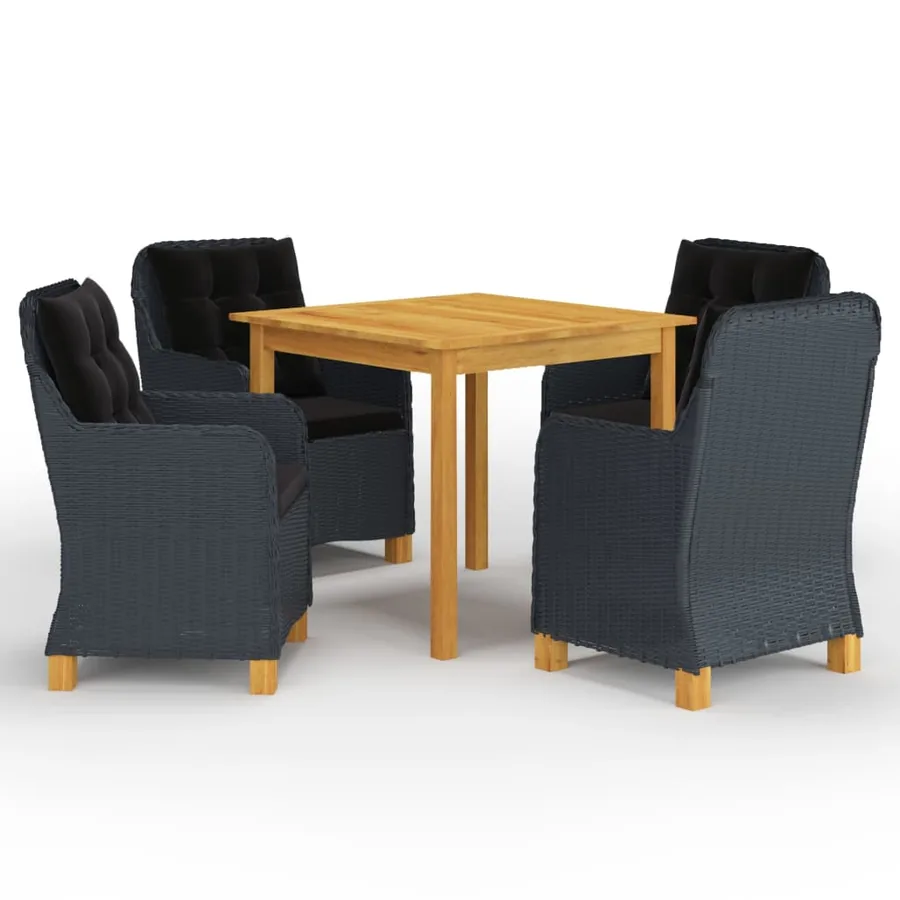 Ensemble à manger de jardin 5 pcs Gris foncé