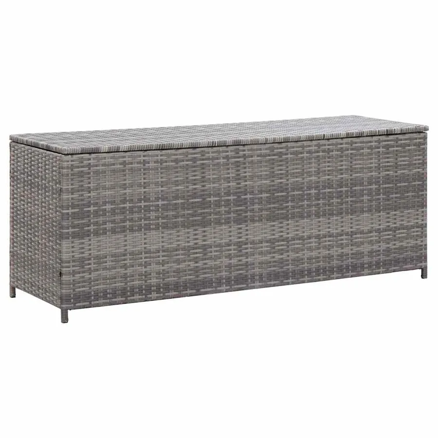 Boîte de rangement de jardin gris 150x50x60 cm résine tressée - 2