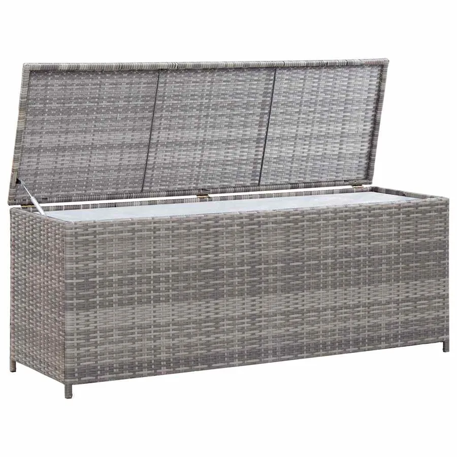 Boîte de rangement de jardin gris 150x50x60 cm résine tressée - 3