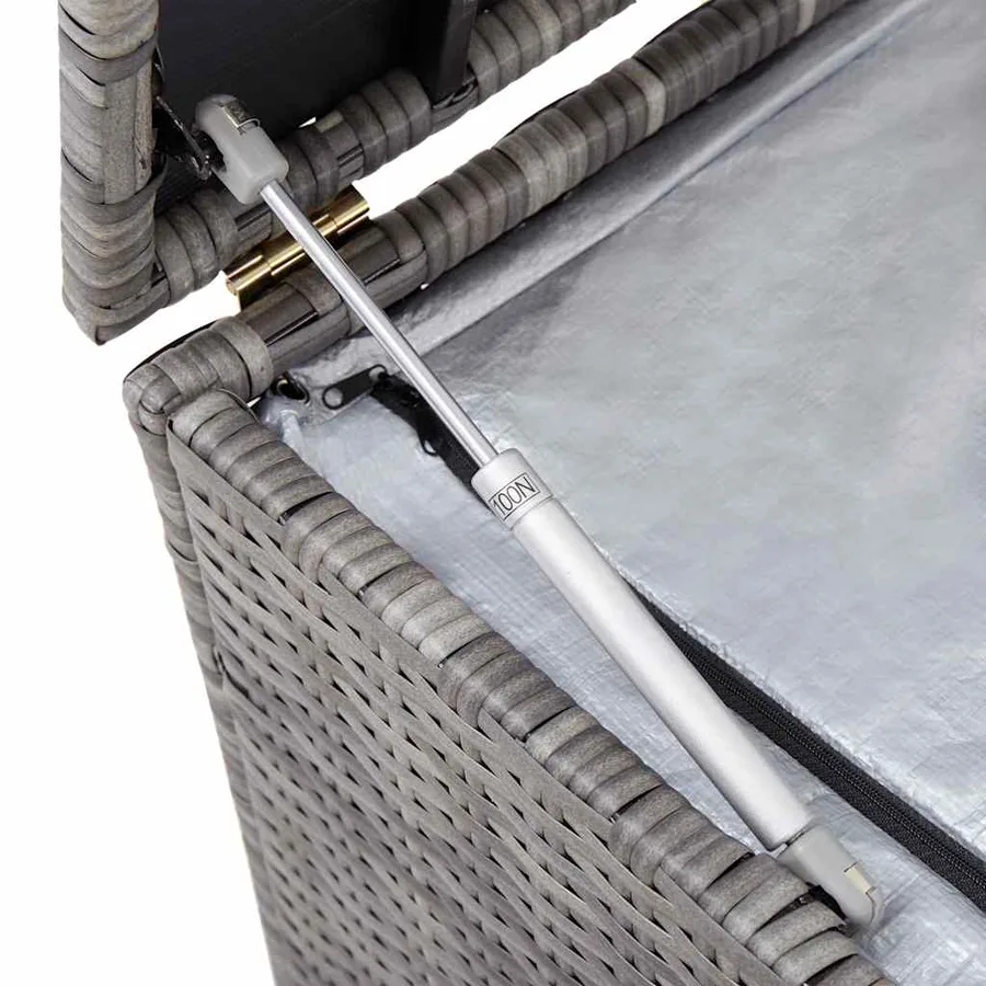 Boîte de rangement de jardin gris 150x50x60 cm résine tressée - 8