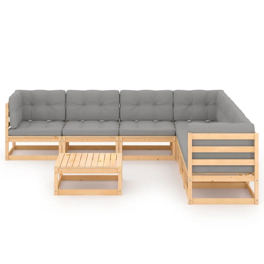 Salon de jardin 8 pcs avec coussins Bois de pin massif - 2