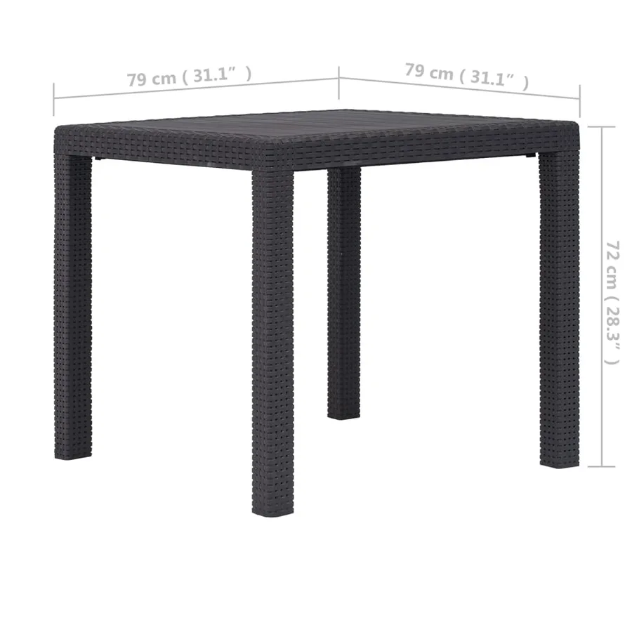 Table de jardin Marron 79x79x72 cm Plastique Aspect de rotin - 5