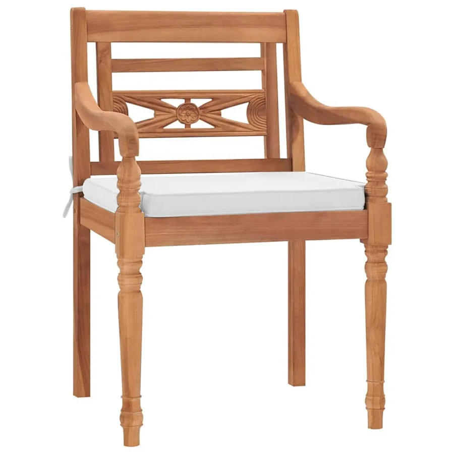Chaises Batavia lot de 2 avec coussins Bois de teck solide - 2