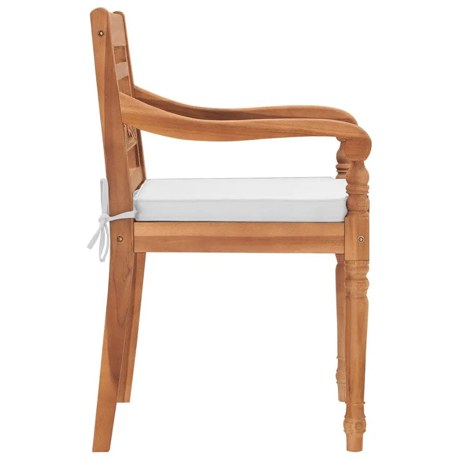 Chaises Batavia lot de 2 avec coussins Bois de teck solide - 4