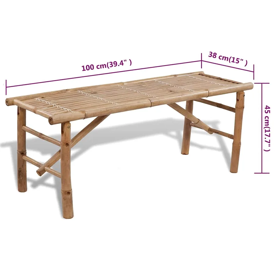 Table de brasserie avec 2 bancs 100 cm Bambou - 6