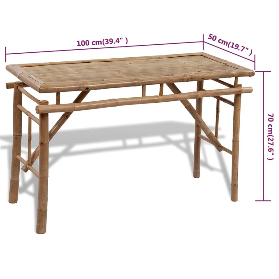 Table de brasserie avec 2 bancs 100 cm Bambou - 7