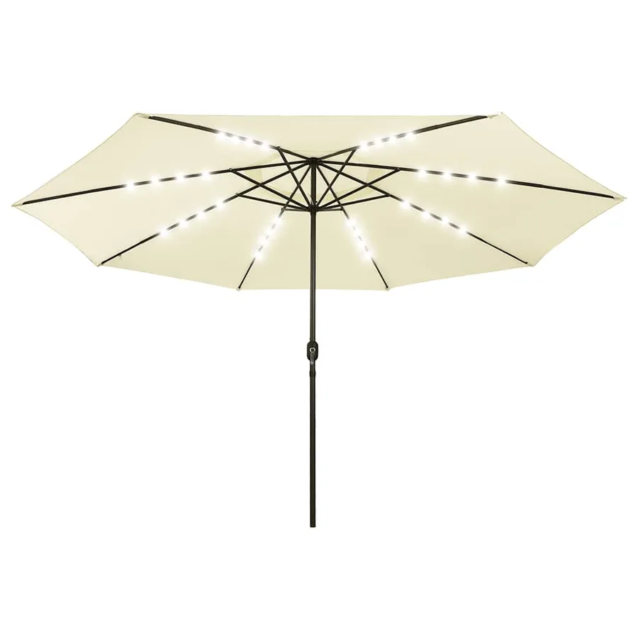 Parasol de jardin avec lumières LED et mât en métal 400cm sable - 2