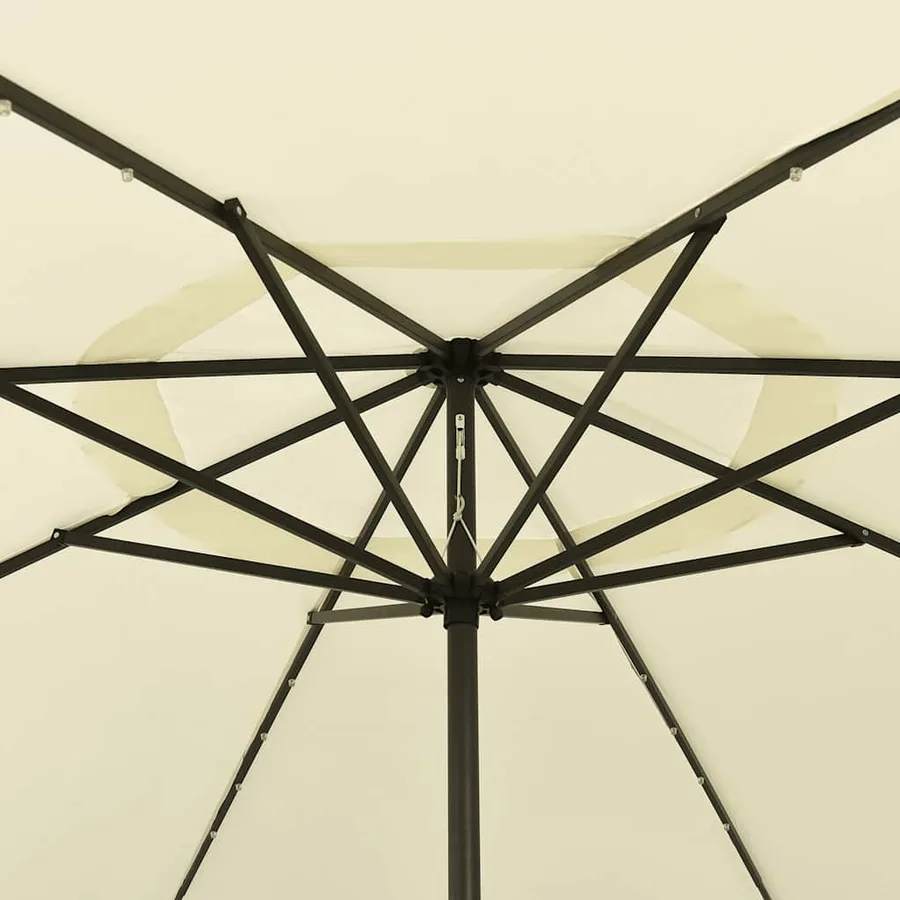 Parasol de jardin avec lumières LED et mât en métal 400cm sable - 4