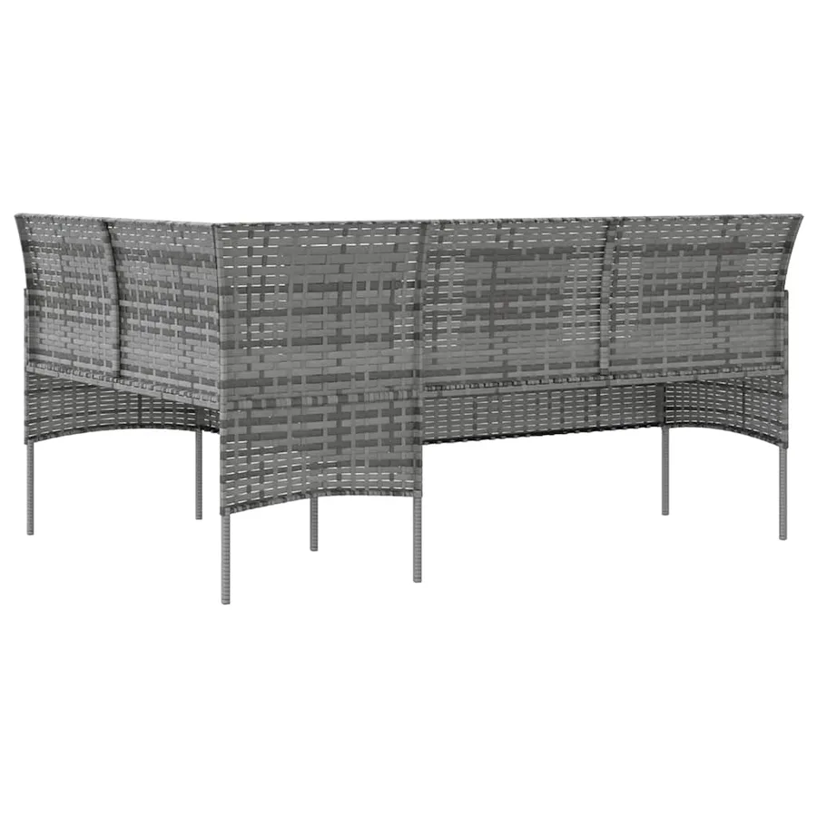 Ensemble de canapés en L 5pcs avec coussins résine tressée gris - 10