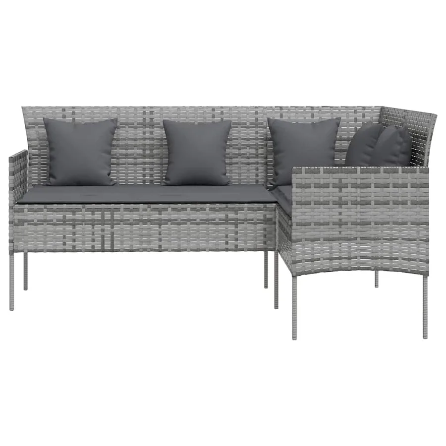 Ensemble de canapés en L 5pcs avec coussins résine tressée gris - 4
