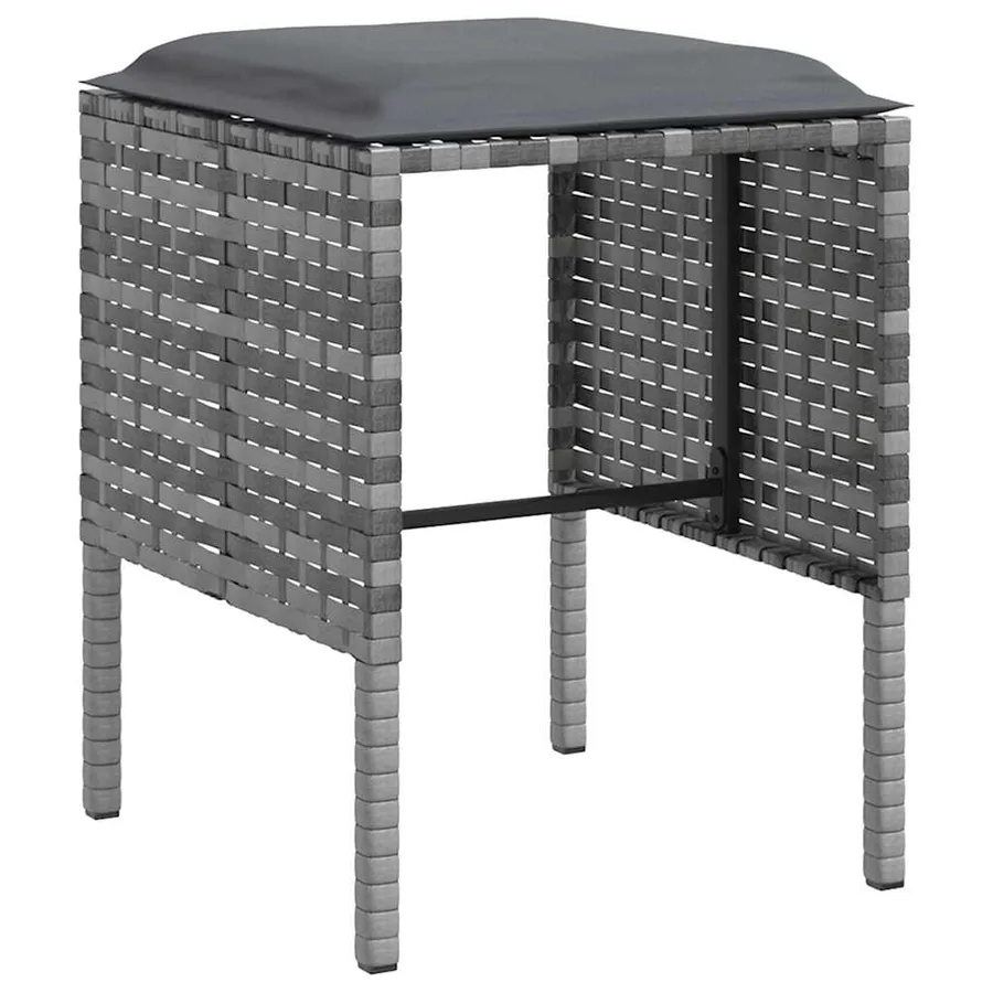 Ensemble de canapés en L 5pcs avec coussins résine tressée gris - 7
