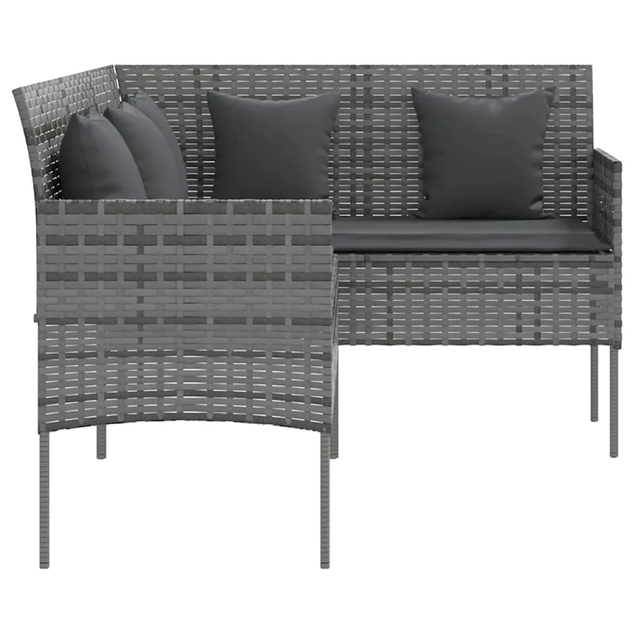 Ensemble de canapés en L 5pcs avec coussins résine tressée gris - 9
