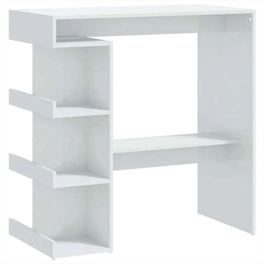 Table de bar étagère de rangement Blanc brillant 100x50x101,5cm - 2
