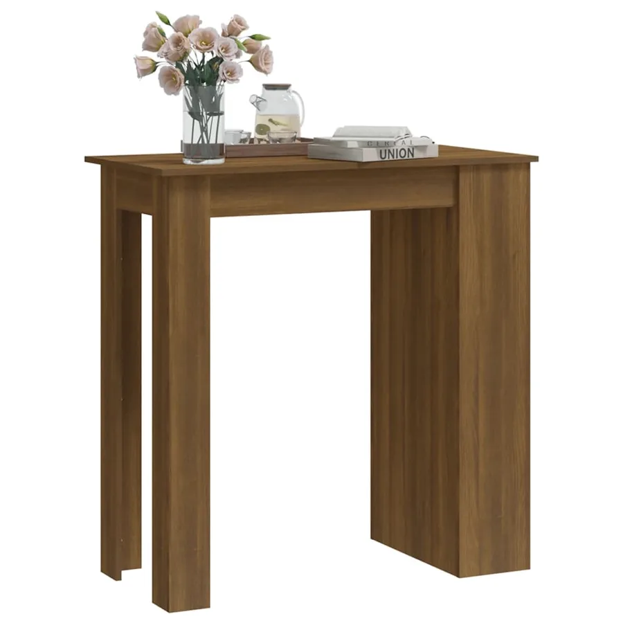 Table de bar et rangement chêne marron bois d'ingénierie - 4