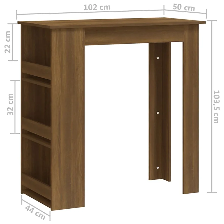 Table de bar et rangement chêne marron bois d'ingénierie - 7