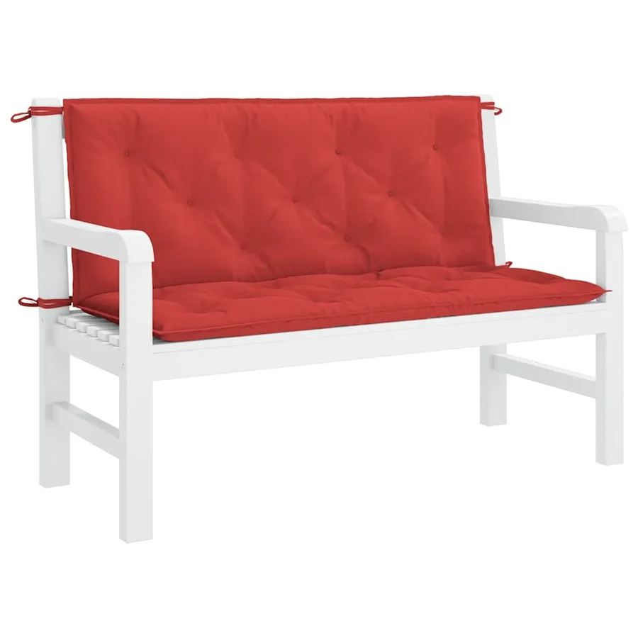 Coussin de banc de jardin rouge 120x(50+50)x7 cm tissu oxford - 4
