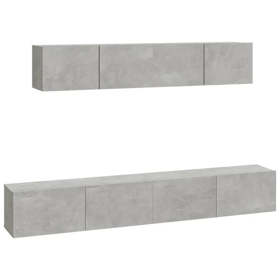 Ensemble de meubles TV 4 pcs Gris béton Bois d'ingénierie - 2