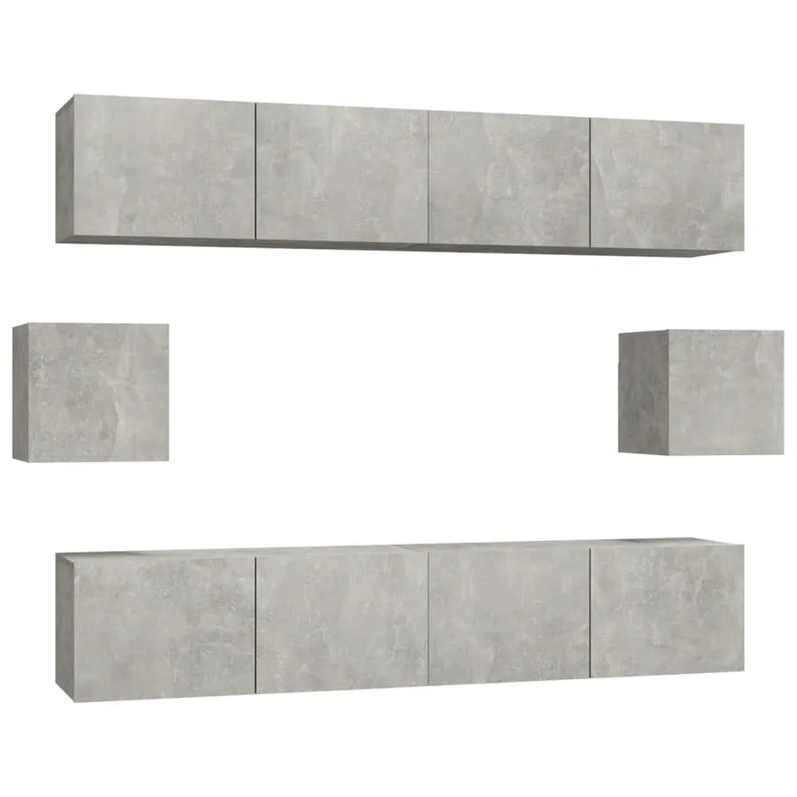 Ensemble de meubles TV 6 pcs Gris béton Bois d'ingénierie - 2