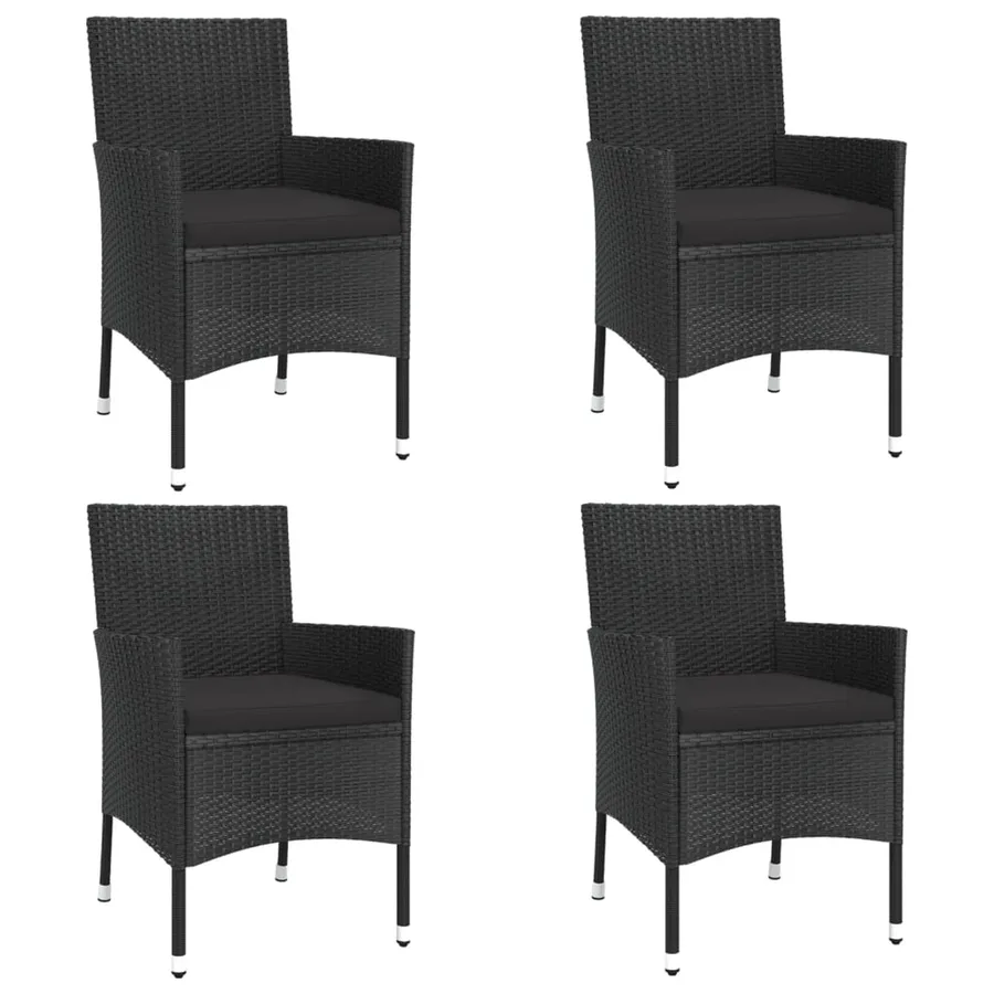 Ensemble à manger de jardin coussins 5pcs Noir Résine tressée - 4