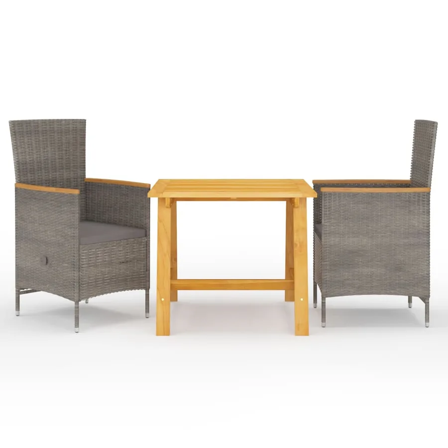 Ensemble à manger de jardin 3 pcs Gris