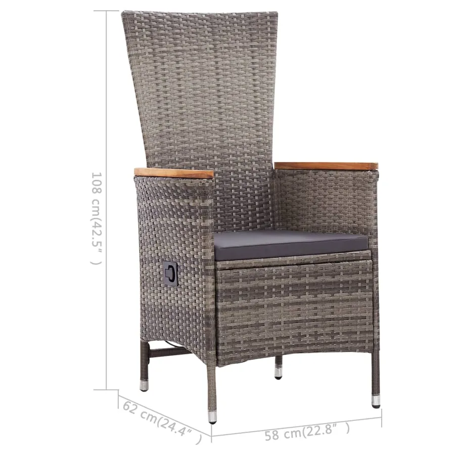 Ensemble à manger de jardin 3 pcs Gris - 11
