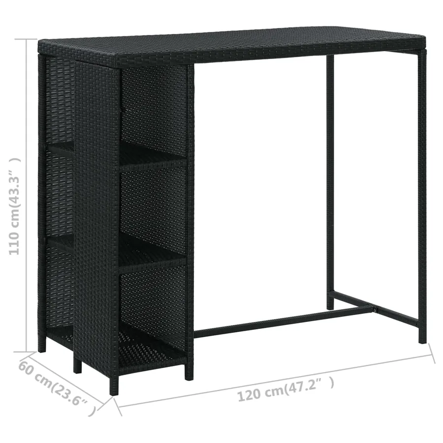 Ensemble de bar de jardin 5 pcs et coussins Résine tressée Noir - 8