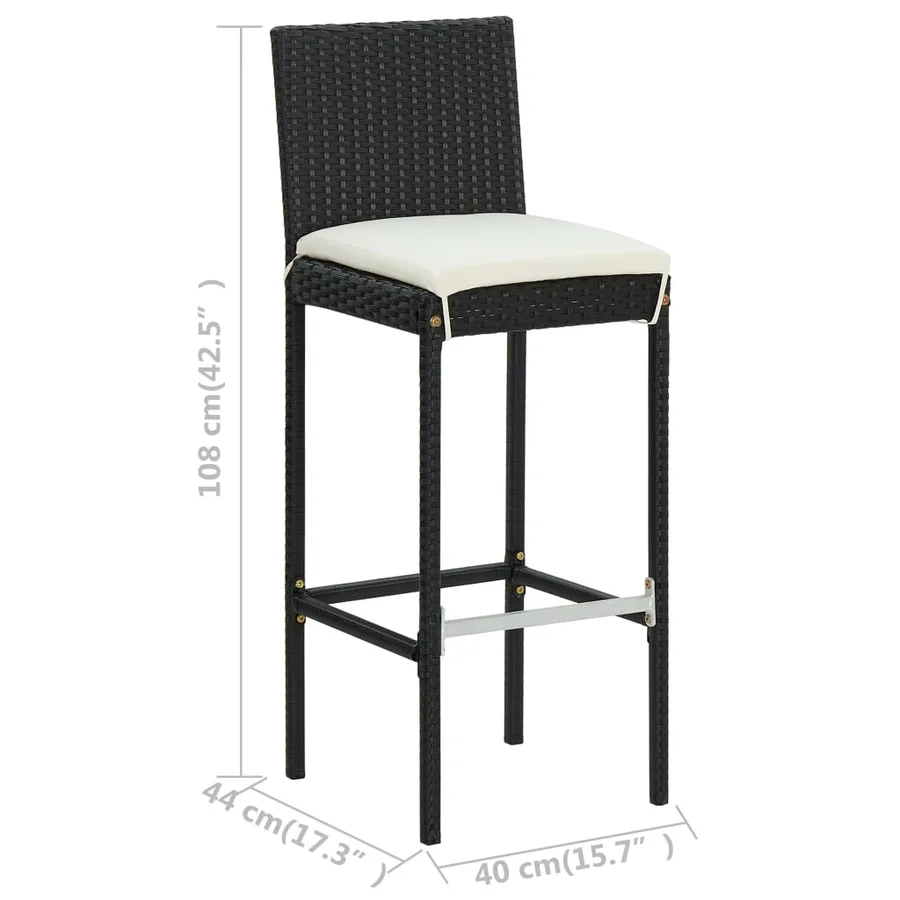 Ensemble de bar de jardin 5 pcs et coussins Résine tressée Noir - 9