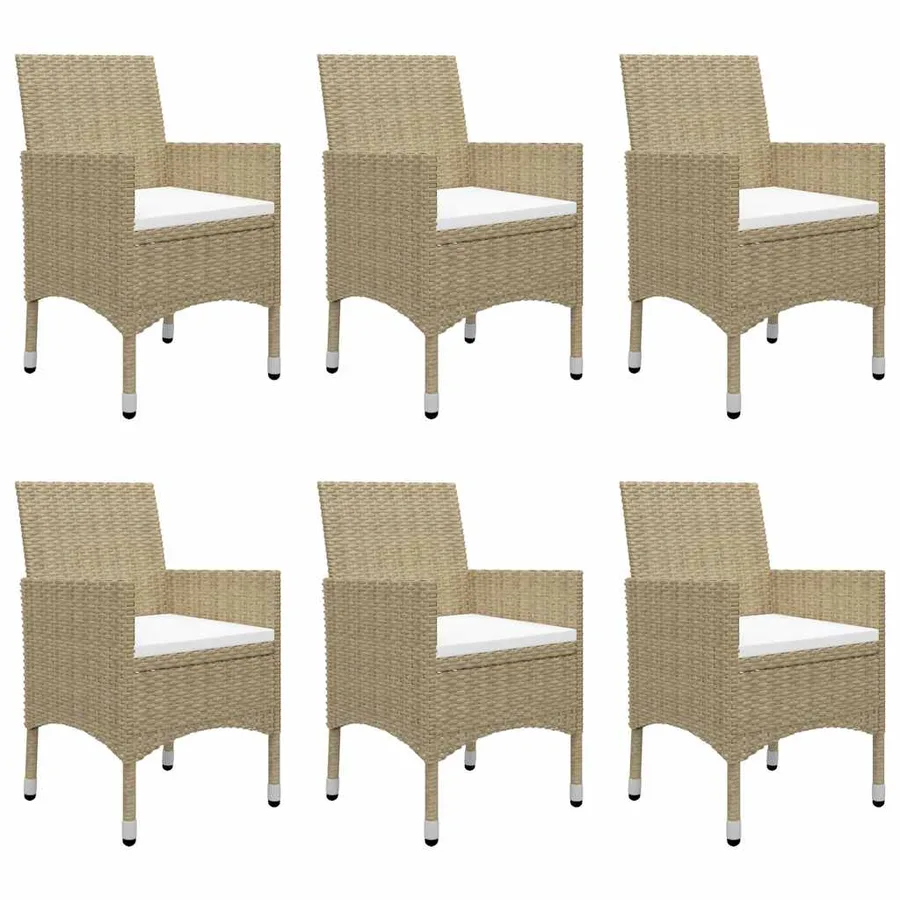 Ensemble à manger de jardin 7 pcs Beige - 5