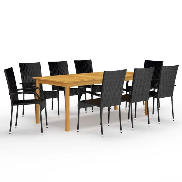 Ensemble à manger de jardin 9 pcs Noir