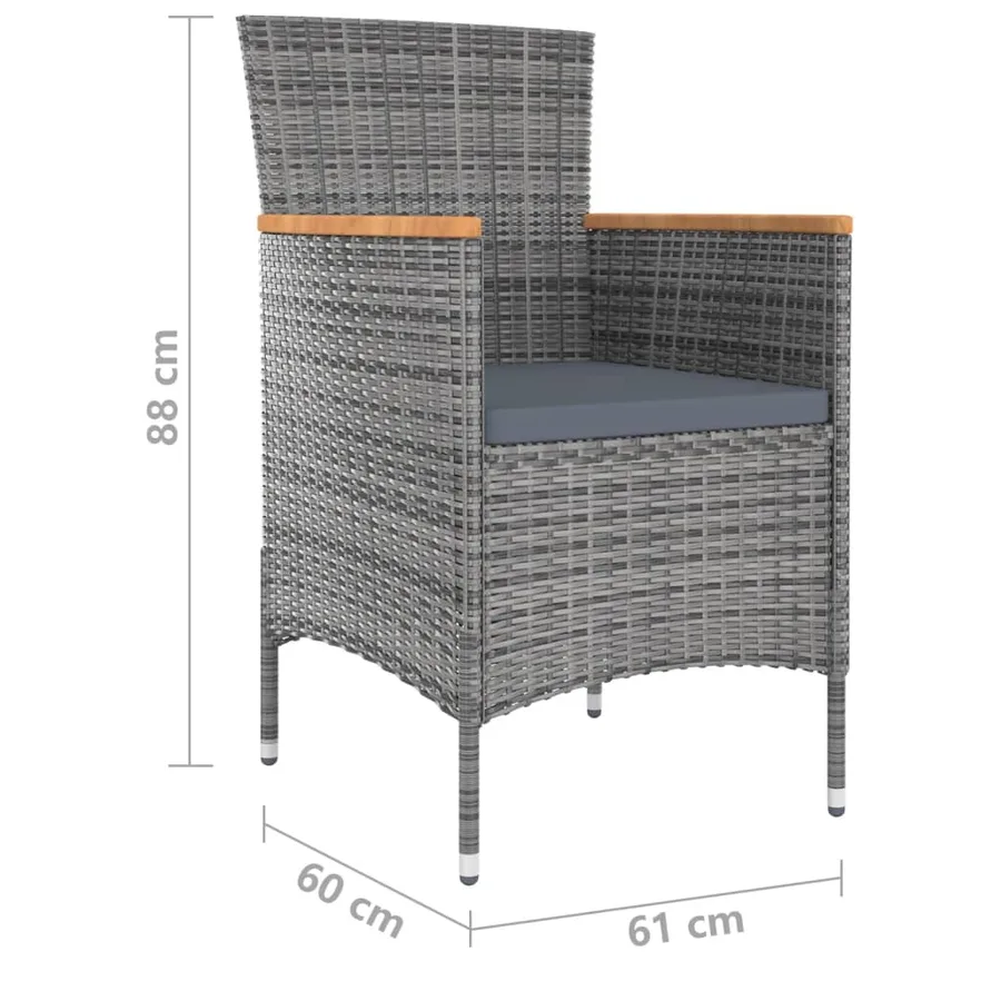 Ensemble à manger de jardin 9 pcs avec coussins Gris - 10