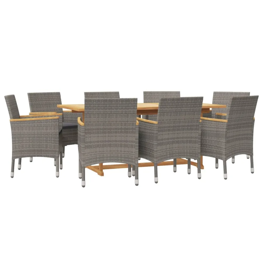 Ensemble à manger de jardin 9 pcs avec coussins Gris - 3