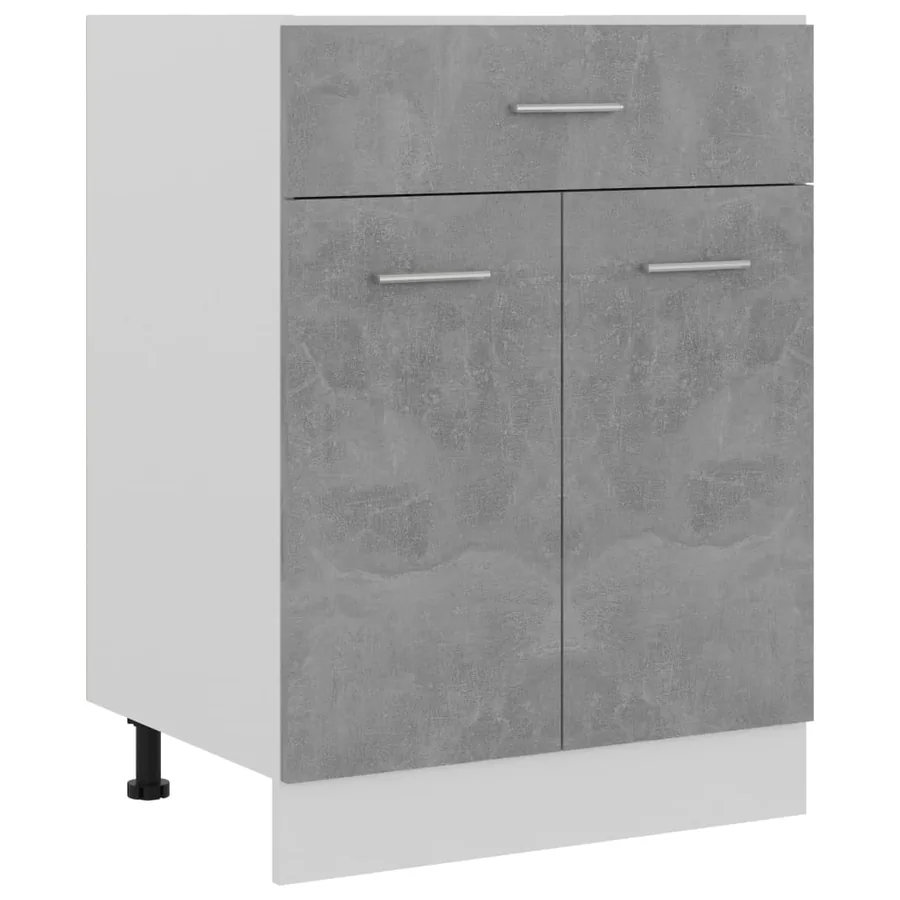 Armoire de plancher à tiroir Gris béton Bois d’ingénierie