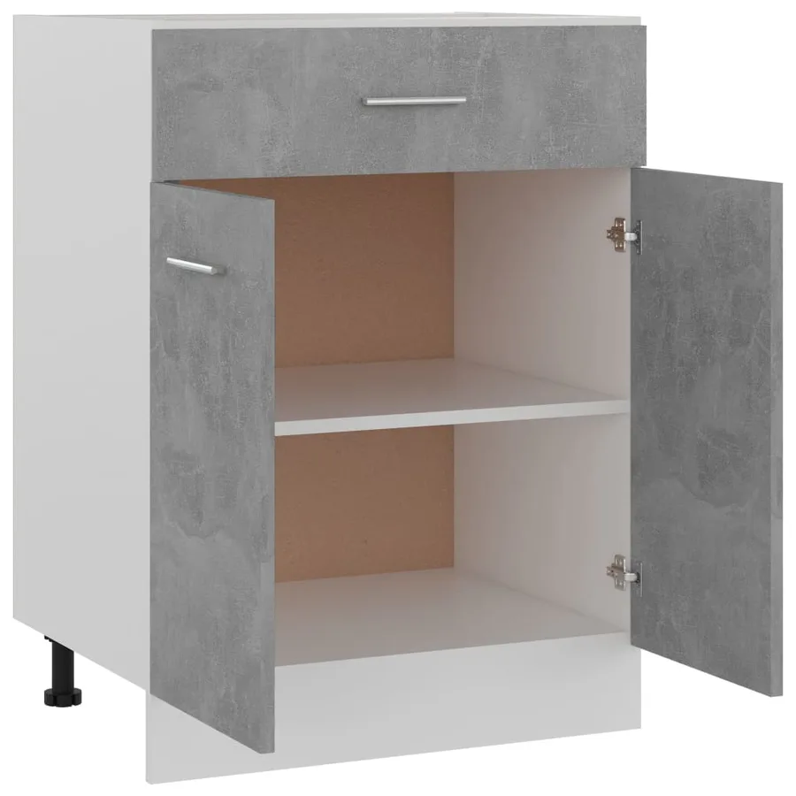 Armoire de plancher à tiroir Gris béton Bois d’ingénierie - 4