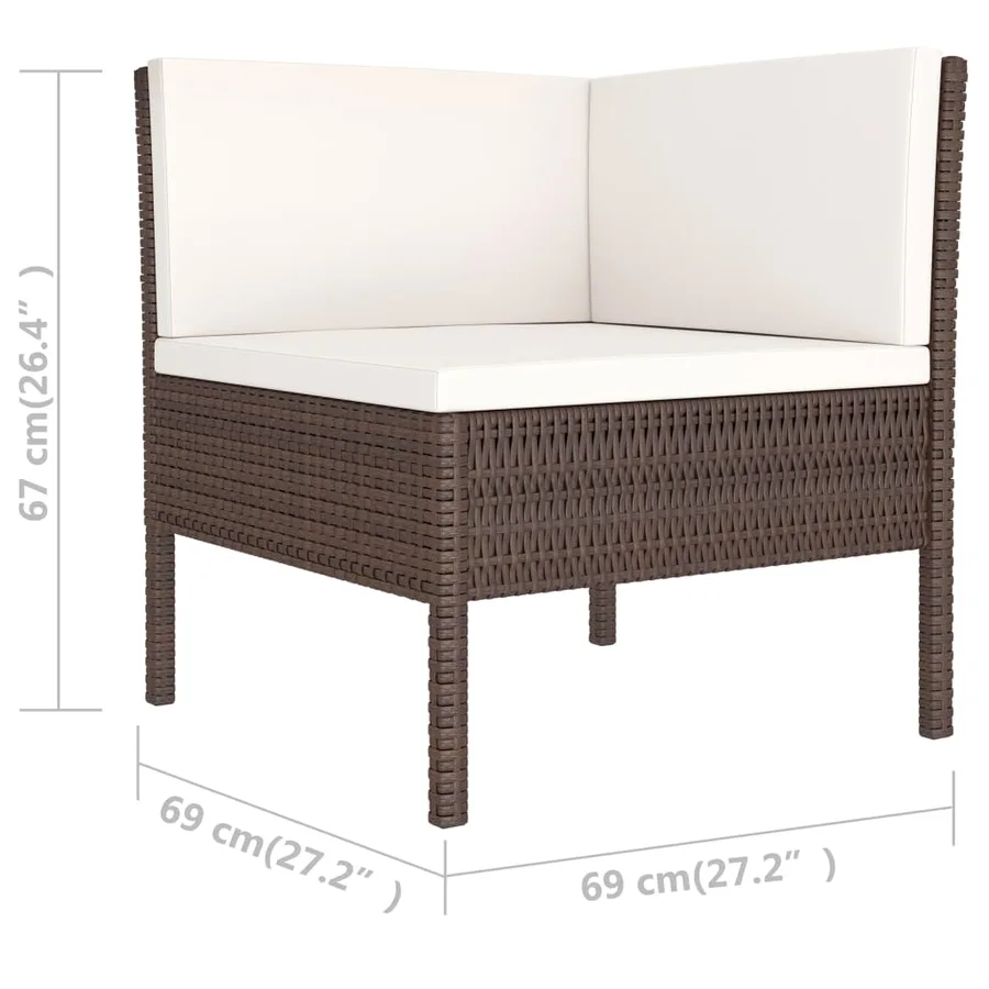 Salon de jardin 6 pcs avec coussins Résine tressée Marron - 6