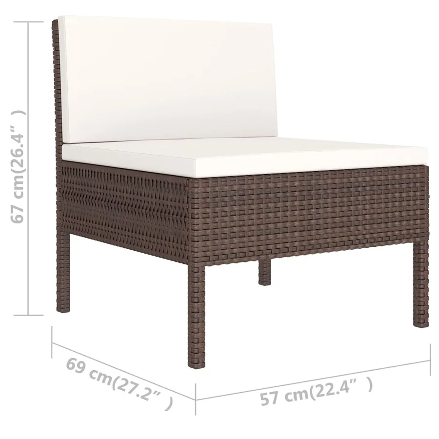 Salon de jardin 6 pcs avec coussins Résine tressée Marron - 7
