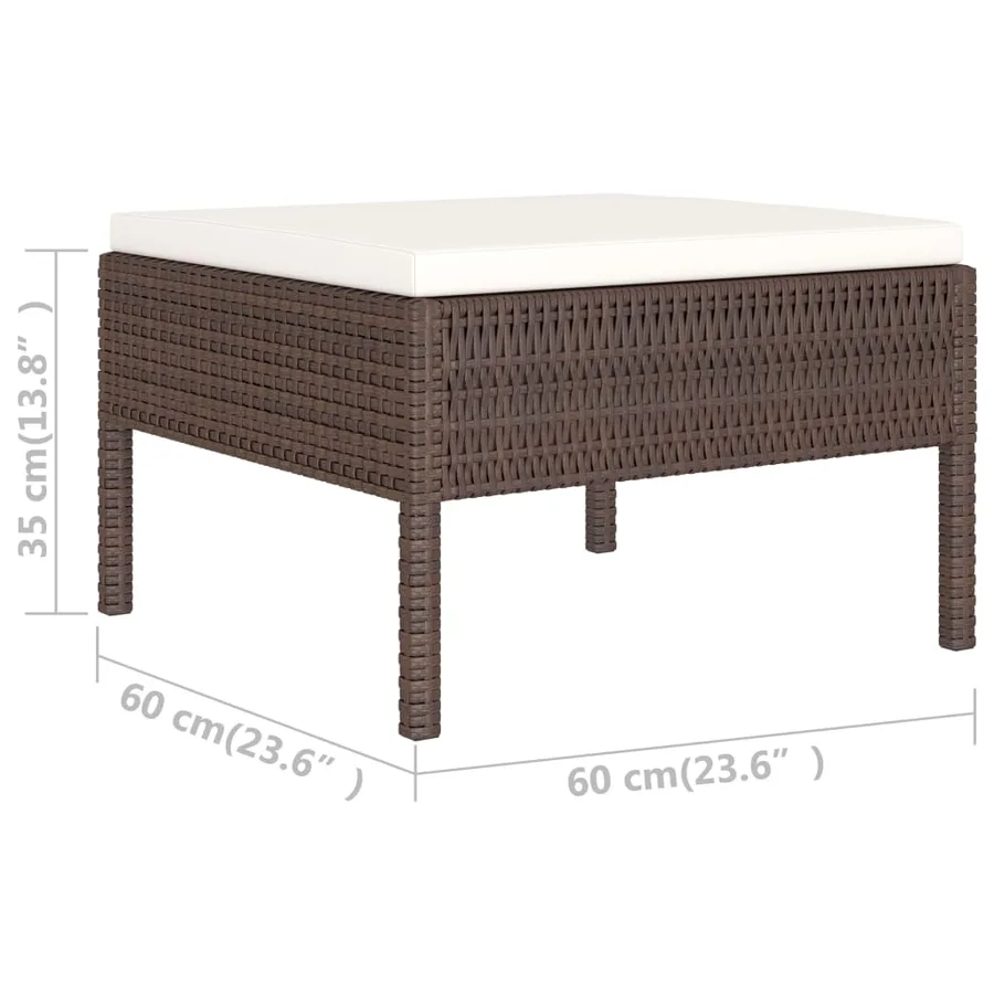 Salon de jardin 6 pcs avec coussins Résine tressée Marron - 8