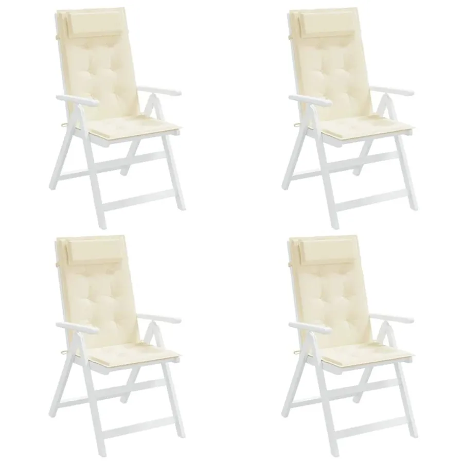 Coussins de chaise à dossier haut lot de 4 crème tissu oxford - 4