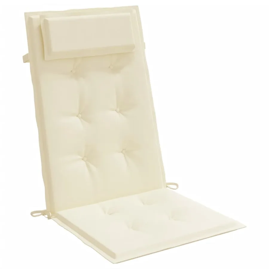 Coussins de chaise à dossier haut lot de 4 crème tissu oxford - 5