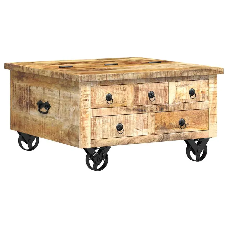 Table basse Bois de manguier brut 70 x 70 x 40 cm - 2