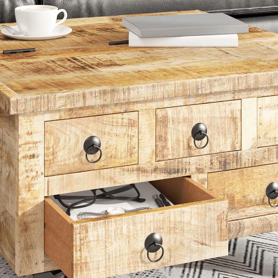 Table basse Bois de manguier brut 70 x 70 x 40 cm - 4