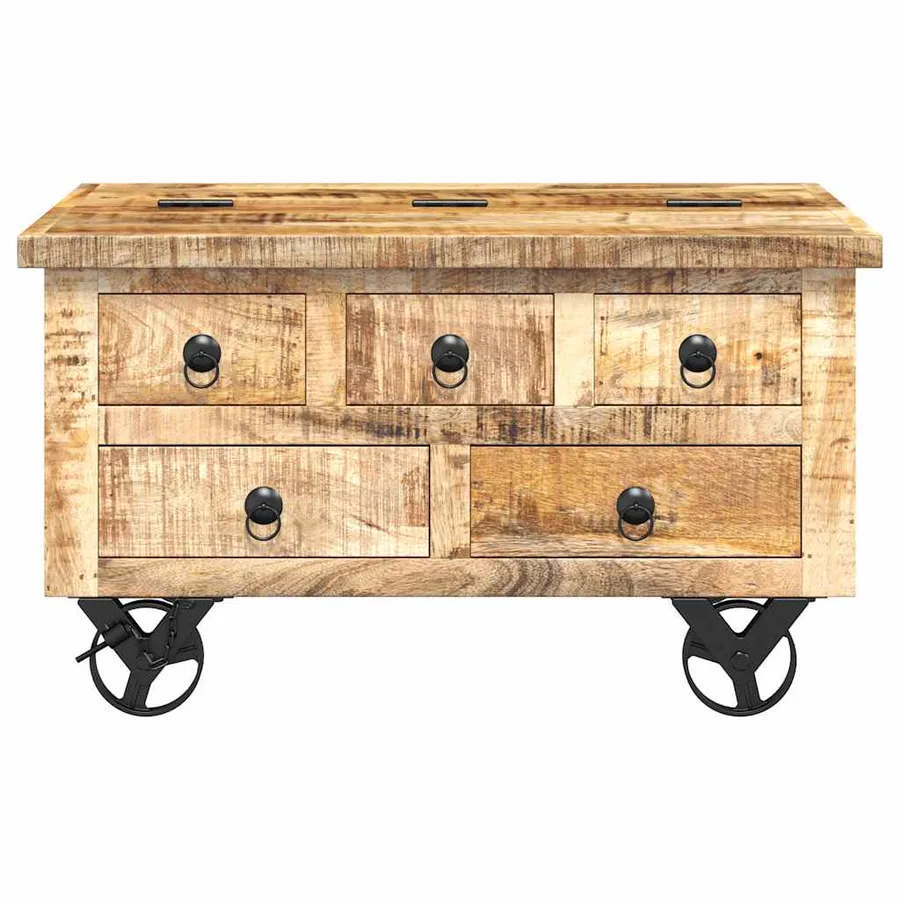 Table basse Bois de manguier brut 70 x 70 x 40 cm - 6