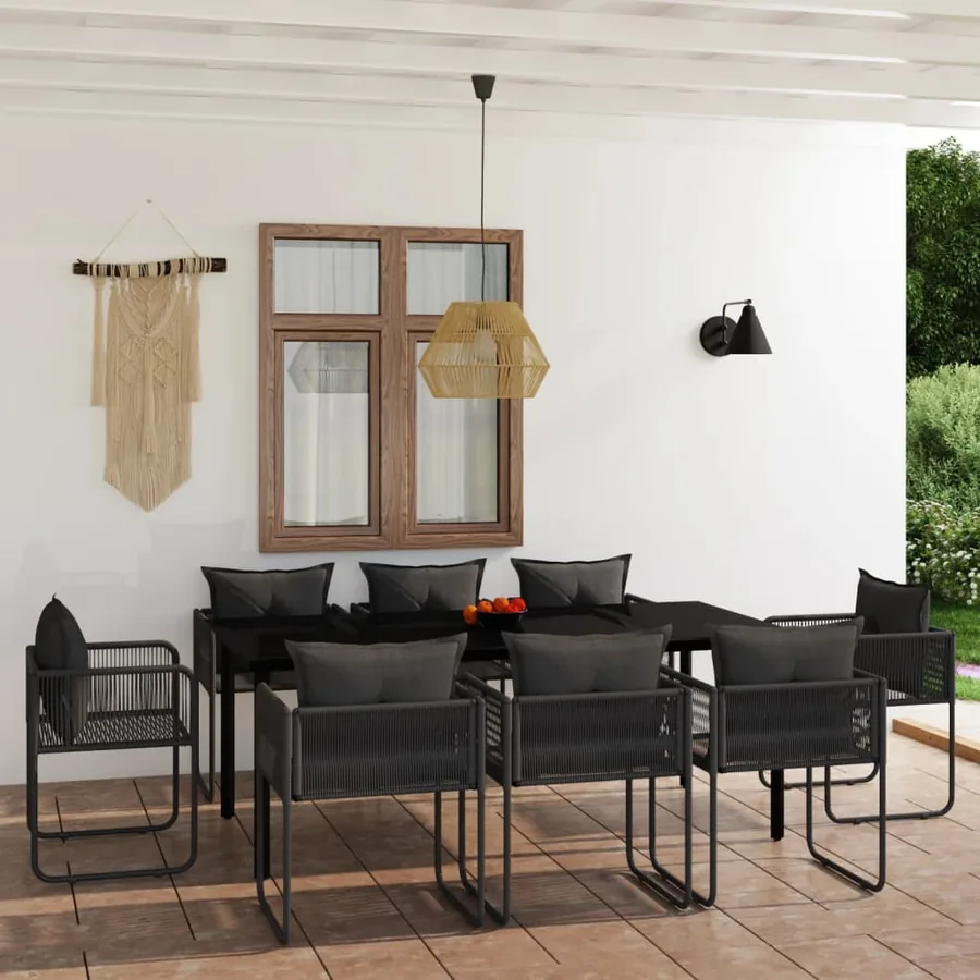 Ensemble à manger de jardin 9 pcs Noir