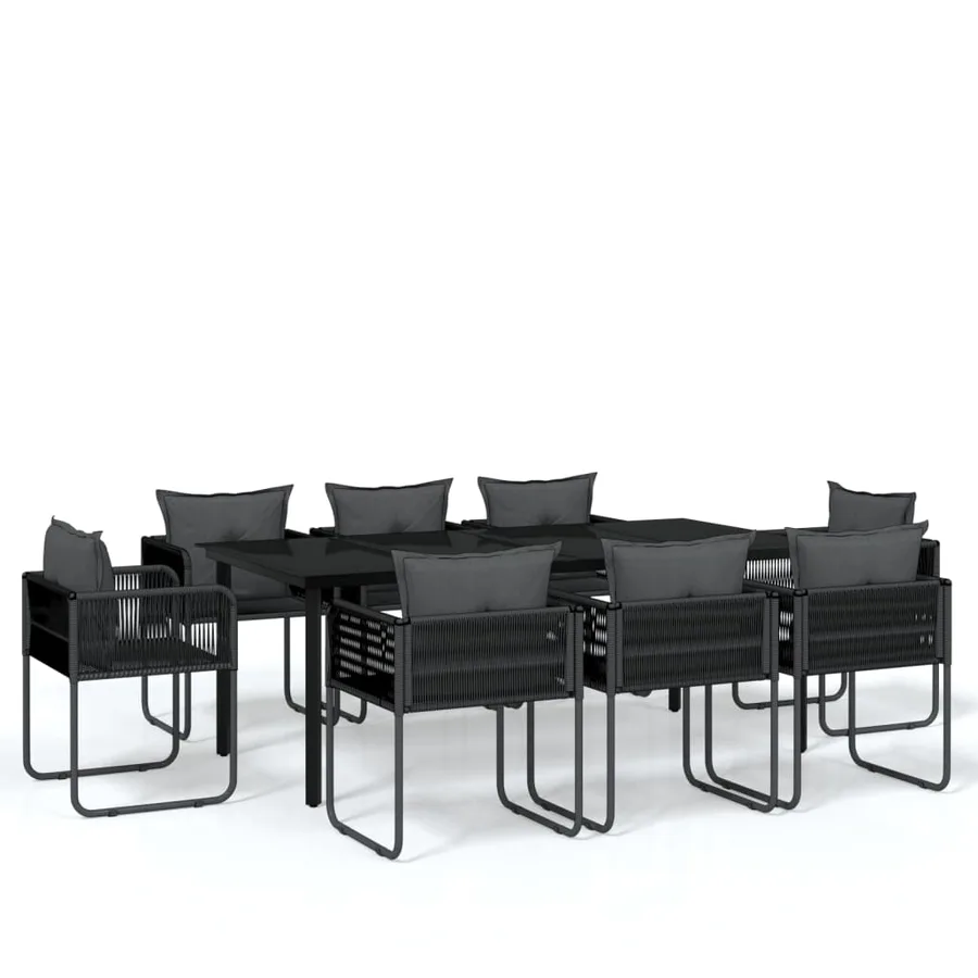Ensemble à manger de jardin 9 pcs Noir - 2