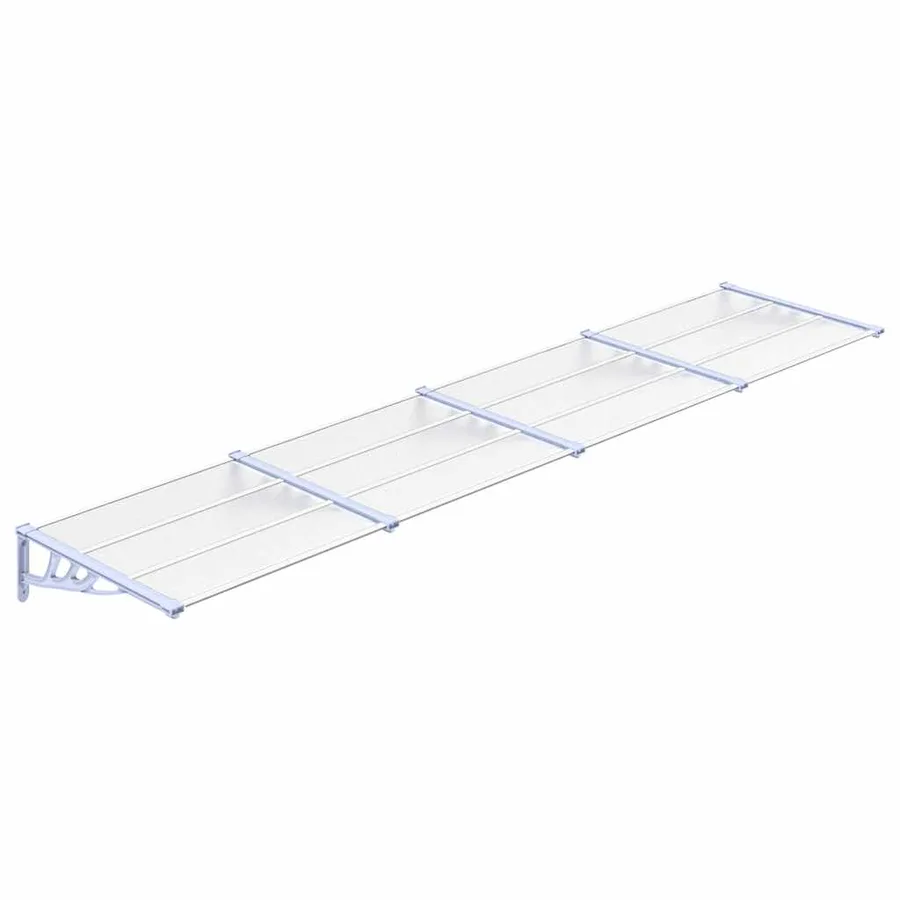 Auvent de porte Gris et transparent 396x90 cm Polycarbonate - 2