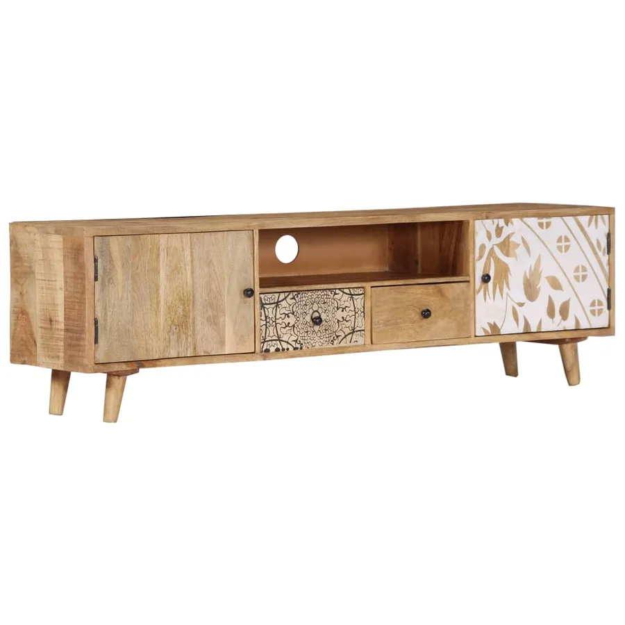 Meuble TV 140x30x40 cm Bois de manguier massif - 14