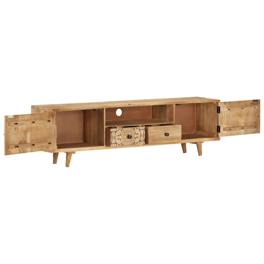 Meuble TV 140x30x40 cm Bois de manguier massif - 3