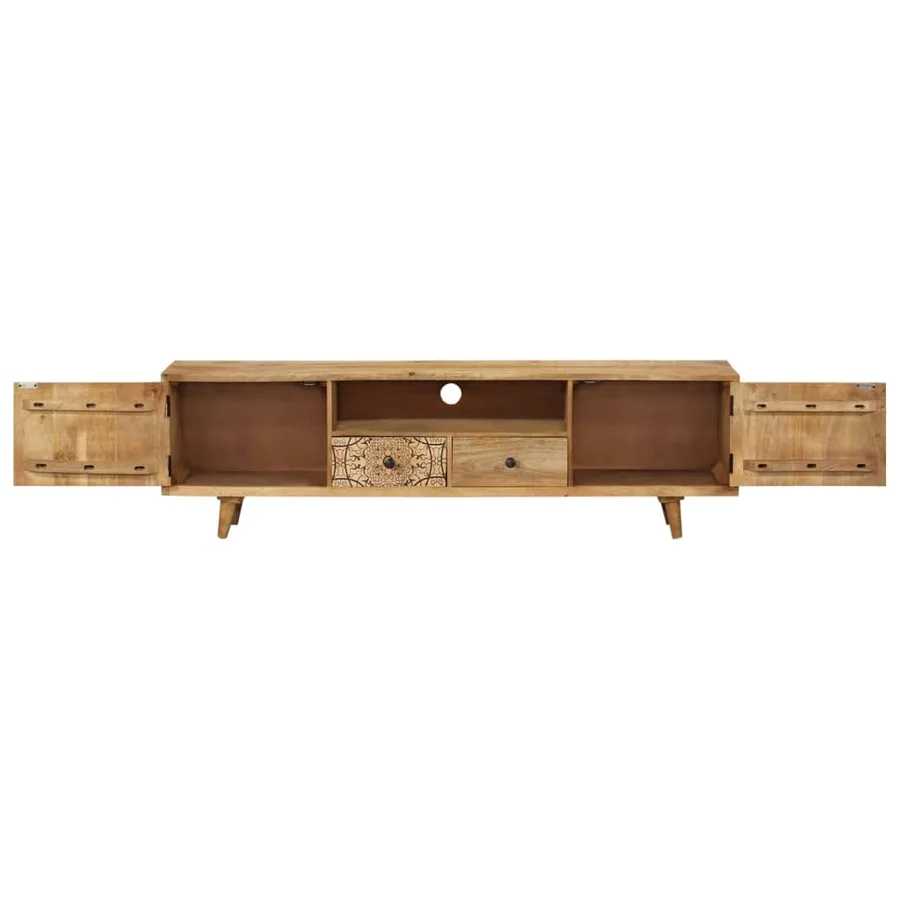 Meuble TV 140x30x40 cm Bois de manguier massif - 4